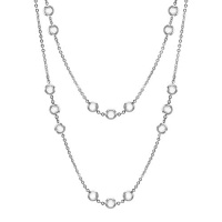 Stainless Steel with Clear Swarovski Crystal Necklace, 39.5