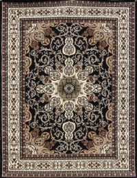 Traditional Isfahan Persian Area Rugs Black 7'10 x 10'5