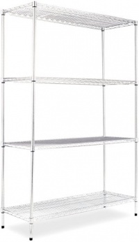 Alera SW504818SR Industrial Wire Shelving Starter Kit, 4 Shelves, 48w x 18d x 72h, Silver