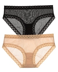 Sheer mesh briefs with pretty lace trim, a flattering style from Natori. Style #756041