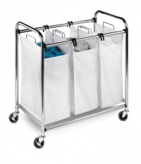 Honey-Can-Do Heavy-Duty Triple Laundry Sorter, Chrome/White