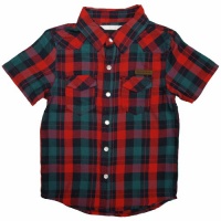 Sean John Boys 12-24 Months Plaid Woven Shirt (12M, Red/Plaid)