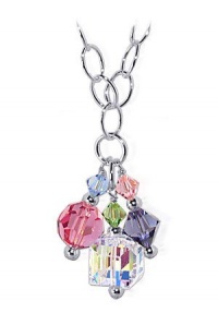 Sterling Silver Multicolor Crystal Oval Shape Chain Necklace Made with Swarovski Elements