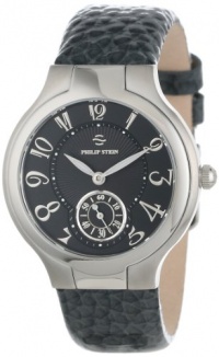 Philip Stein Women's 41-FB-CGGR Round Black Dial Grey Grainy Calf Strap Watch