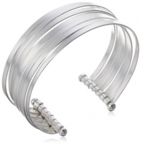 Sterling Silver Polished Multi-Stacked Bangle Cuff Bracelet