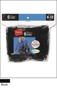 Hanes Active Work Crew Socks 6 Pack Black # 185/6B