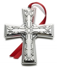 Maintain the grace and spirit of the season with Wallace's Grand Baroque Cross ornament, featuring intricate scrolling detail in sterling silver.