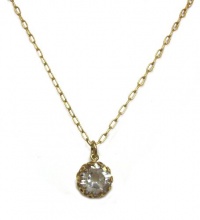 Catherine Popesco 14K Gold Plated Necklace with Fancy Prong Set Clear Swarovski Crystal Pendant