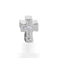 Bling Jewelry Cross Clear CZ 925 Sterling Silver Inspirational Bead Chamilia Compatible