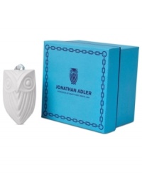 Bird to the wise. Crafted of matte white porcelain, Jonathan Adler's owl ornament is a chic alternative to a red cardinal or partridge in a pear tree.