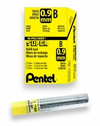 Pentel Super Hi-Polymer Lead Refill, 0.9mm Thick, B, 180 Pieces of Lead (50-9-B)