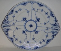 Royal Copenhagen Blue Fluted-Half Lace Border Handled Cake Plate