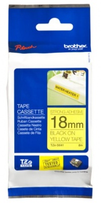 Brother Laminated Tape, Retail Packaging, 3/4 Inch, Black on Yellow (TZeS641) - Retail Packaging