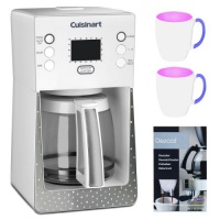 Cuisinart CC1000W Crystal 14-Cup Programmable Coffeemaker (white) + 16 oz. Stoneware Coffee Mug + Dezcal Home Activated Descale