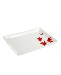 Sprinkle your table with vibrant red flowers with the light and breezy Pure Red rectangular tray from Mikasa. The classic shape makes this dinnerware and dishes collection ideal for everyday use while the airy, organic design also makes a festive dinner party set.