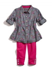 GUESS Kids Girls Printed Tunic with Legging Set, GREY (6)