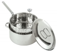 Bayou Classic 1101 10-Quart Stainless-Steel Fry Pot with Lid and Basket