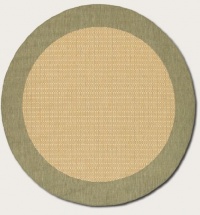 Couristan 1005/5005 Recife Checkered Field Natural/Green Rug, 8-Feet 6-Inch Round