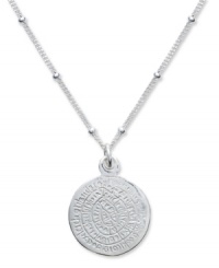 Classical meets contemporary on Studio Silver's intricate medallion pendant. Crafted in sterling silver with a vintage-inspired engraved design and bead chain. Approximate length: 18 inches. Approximate drop: 1/2 inch.