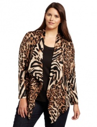 Karen Kane Women's Plus-Size Cheetah Drape Jacket