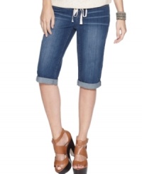 Featuring a Bermuda length and sporty rolled cuff, these DKNY Jeans shorts are warm-weather essentials. Pair them with a blouse and wedge sandals for an of-the-moment look!