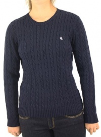 Polo Ralph Lauren Women's Crew Neck Long Sleeve Knit Navy Blue Sweater-Medium