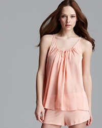 A flowy knit tank top and matching pajama shorts from Midnight by Carole Hochman.