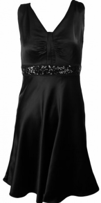 Calvin Klein Women's Sequin Waist Satin Dress 2P Black