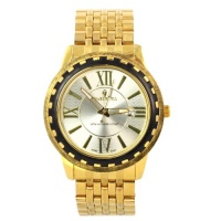 Charlie Jill WAT-0664M-GD 14K Gold Overlay Bracelet Men Watch with Swavorski Crystal Stone , Perfect Gift Idea