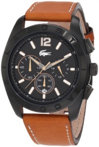 Lacoste Panama Black Dial Chronograph Tan Leather Mens Watch 2010607