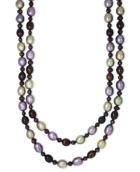 Contemporary and chic. EFFY Collection takes a traditional pearl necklace and gives it a modern spin with two vibrant strands of multicolored dyed cultured freshwater pearls (4-8 mm). Set in sterling silver. Approximate length: 18 inches.