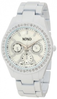 XOXO Women's XO114 Rhinestone Accent White Enamel Bracelet Watch