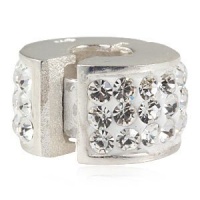 Clear CZ Clip Authentic 925 Sterling Silver Bead Fits Pandora Chamilia Biagi Troll Charms Europen Style Bracelets