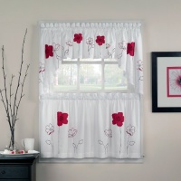 CHF Industries Poppy Garden Tailored Tiered Kitchen Curtain