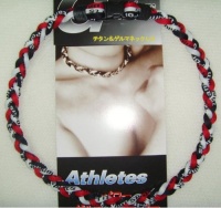 Titanium Tornado Baseball Necklace Red Black White 18