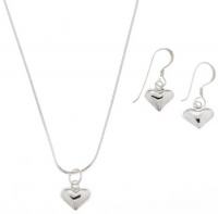 Sterling Silver Heart Pendant and Earring Set