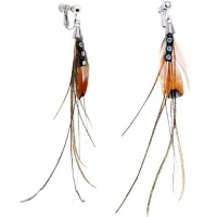 Handcrafted Natural Spiked Peacock Feather Clip On Earrings