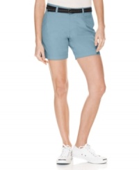 A flat front and belted waist make these petite Dockers shorts tailored essentials! Pair them with sneakers and a tee for weekend-ready style. (Clearance)