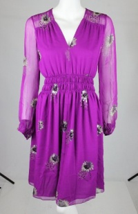 Rebecca Taylor womens shadow beaded daisy magenta dress 4