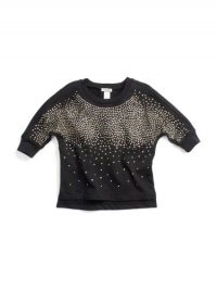 GUESS Kids Girls Oversized Top with Sequins, BLACK (10/12)