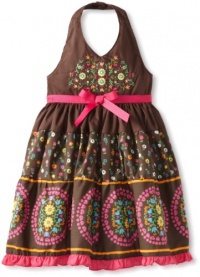 Blueberi Boulevard Girls 2-6X Medallion Tiered Floral Sundress, Brown, 6