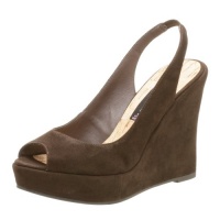 STEVEN by Steve Madden Women's Teeze Peep Toe Wedge,Brown Suede,6 M