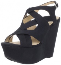 Kelsi Dagger Women's Nadeen Wedge Sandal, Black Suede, 7.5 M US