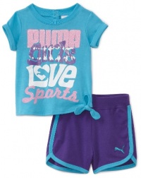 Puma - Kids Baby-girls Infant Jersey Tee and Short Set, Blue, 12