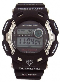 Mens Diamond Watch Black Digital G Shock Style KM King Master