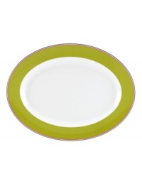 Have more fun at the table with the peppy pink and green bands and sublime durability of this Market Street Green platter by kate spade.