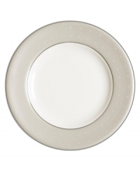 Start out any dinner in style with this fine china bread and butter plate. From innovative designer Monique Lhullier, it features a pearlescent border with glossy raised dots and a fine stitch-like pattern.