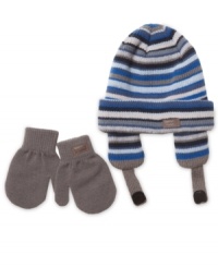 The heathered stripe look of this Bundle Up hat and mittens set from Levi's gives your little one a sweet style.