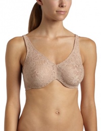 Wacoal Women's Halo Lace Full Coverage Underwire Bra, Toast, 40D