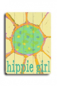 Hippie Girl 18x24 Artistic Planked Wood Sign by Lisa Weedn